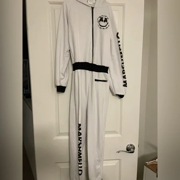 Marshmello costume large boys girls DJ artist Halloween pajamas jumpsuit - Picture 2 of 5